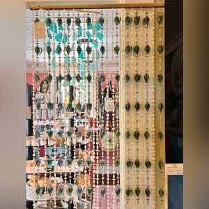 Vintage Lucite Glass Bead and Seashell Curtain